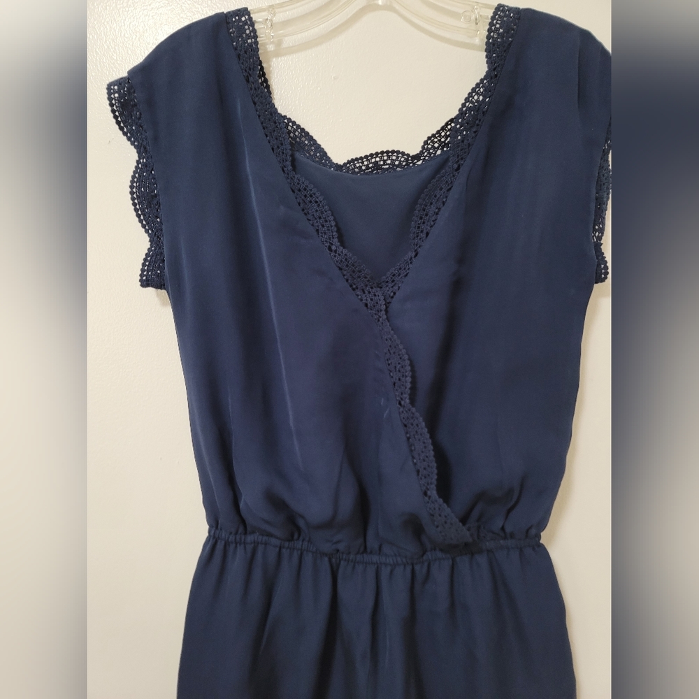 Revolve X Joie Romper Paola Blue Silk Crochet Trim Short Sleeve Slouchy Fit XXS - Picture 12 of 16